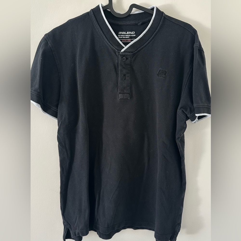 Blend Black Polo Shirt with White Trim | Size XL | Casual & Versatile